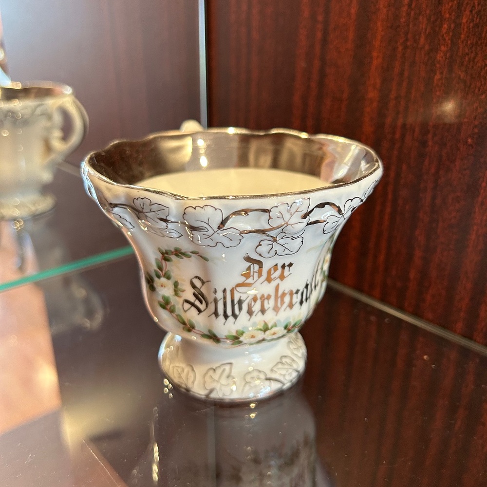 Carl Tilsch Vintage German Tea Cup with Silver Trim on the Rim